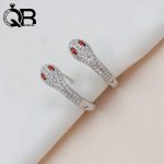 گوشواره حلقه ای نقره طرح مار مدل جواهری ماری