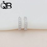 گوشواره زنانه نقره حلقه ای تک ردیف نگین دار
