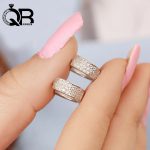 گوشواره نقره ریز و پهنای سه ردیفه - تصویر 2