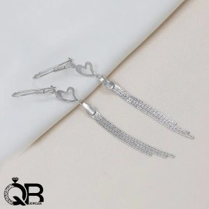 گوشواره نقره تراش طرح قلب مدل آویز