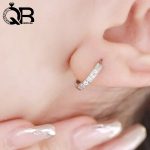 گوشواره نقره زنانه حلقه ای نگینی عیار 925 - تصویر 2