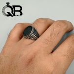 خرید و قیمت انگشتر مردانه عقیق مشکی خراسانی(اونیکس ) نقره 925 عیار طرح 4