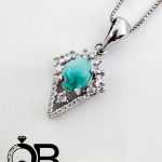 گردنبند نقره زنانه بانگین فیروزه طرح لوزی