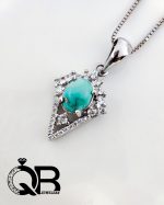 گردنبند نقره زنانه بانگین فیروزه طرح لوزی