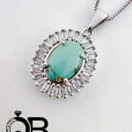 گردنبند نقره زنانه بانگین فیروزه دور نگین