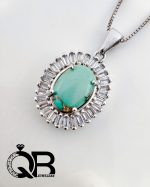 گردنبند نقره زنانه بانگین فیروزه دور نگین