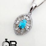 گردنبند نقره زنانه بانگین فیروزه طرح بیضی