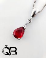 گردنبند نقره نگین دار اشکی