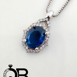 گردنبند نقره زنانه نگین آبی
