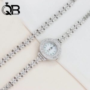 ست ساعت و دستبند نقره زنانه صفحه گرد نارین با عیار 925