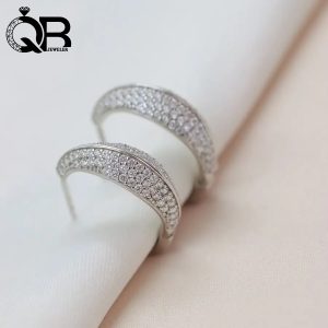 گوشواره مجلسی طرح برگ مدل جواهری