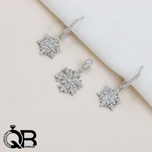 نیم ست مدال نقره میکرو طرح دانه برف