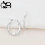 گوشواره حلقه ای تک ردیف نگین دار عیار 925