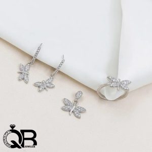 نیم ست نقره عیار 925 طرح سنجاقک