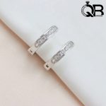 گوشواره حلقه ای نقره با نگین اتمی
