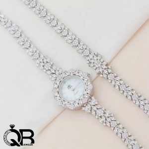 ست ساعت مچی کوارتز و دستبند نقره پرنسسی فاخر زنانه
