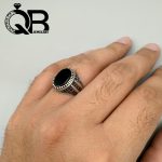 انگشتر نقره مردانه سیاه قلم با سنگ اونیکس 5