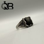 انگشتر نقره مردانه با نگین عقیق سیاه کد 2