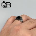 انگشتر نقره مردانه با نگین عقیق سیاه کد 4