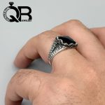 انگشتر نقره مردانه با نگین عقیق سیاه کد 5