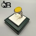 انگشتر نقره مردانه نگین عقیق زرد رکاب صفوی