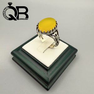 انگشتر نقره مردانه نگین عقیق زرد رکاب صفوی