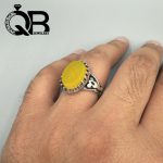 انگشتر نقره مردانه نگین عقیق زرد رکاب صفوی 4