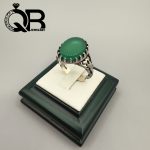 انگشتر نقره مردانه نگین عقیق سبز رکاب صفوی