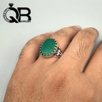 انگشتر نقره مردانه نگین عقیق سبز رکاب صفوی 4