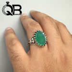 انگشتر نقره مردانه نگین عقیق سبز رکاب صفوی 5