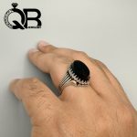انگشتر عقیق سیاه رکاب نقره مردانه 6