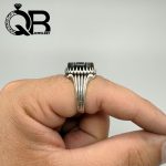 انگشتر عقیق سیاه رکاب نقره مردانه 3