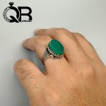 انگشتر نقره مردانه نگین عقیق سبز 5