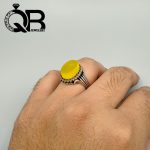 انگشتر نقره مردانه با عیار ۹۲۵ نگین عقیق زرد 18