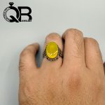 انگشتر نقره مردانه با عیار ۹۲۵ نگین عقیق زرد 16