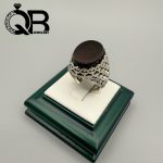انگشتر نقره مردانه با عیار ۹۲۵ نگین عقیق مشکی