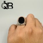 انگشتر نقره مردانه با عیار ۹۲۵ نگین عقیق مشکی 16