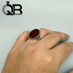 انگشتر نقره مردانه با عیار ۹۲۵ نگین عقیق قرمز 4