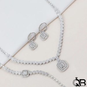 سرویس نقره ترکیب طرح فلاور و اویز امرالدکات