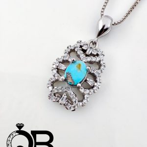 گردنبند نقره فیروزه شیاردار