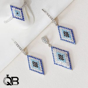 نیم ست طرح لوزی فیروزه ای