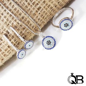 نیم ست طرح دایره ای چشم نظر آبی