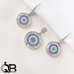 نیم ست نگین دار فیروزه ای