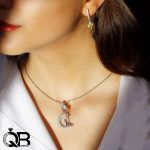 نیم ست نقره طرح ماه و دختر و بادکنک 1