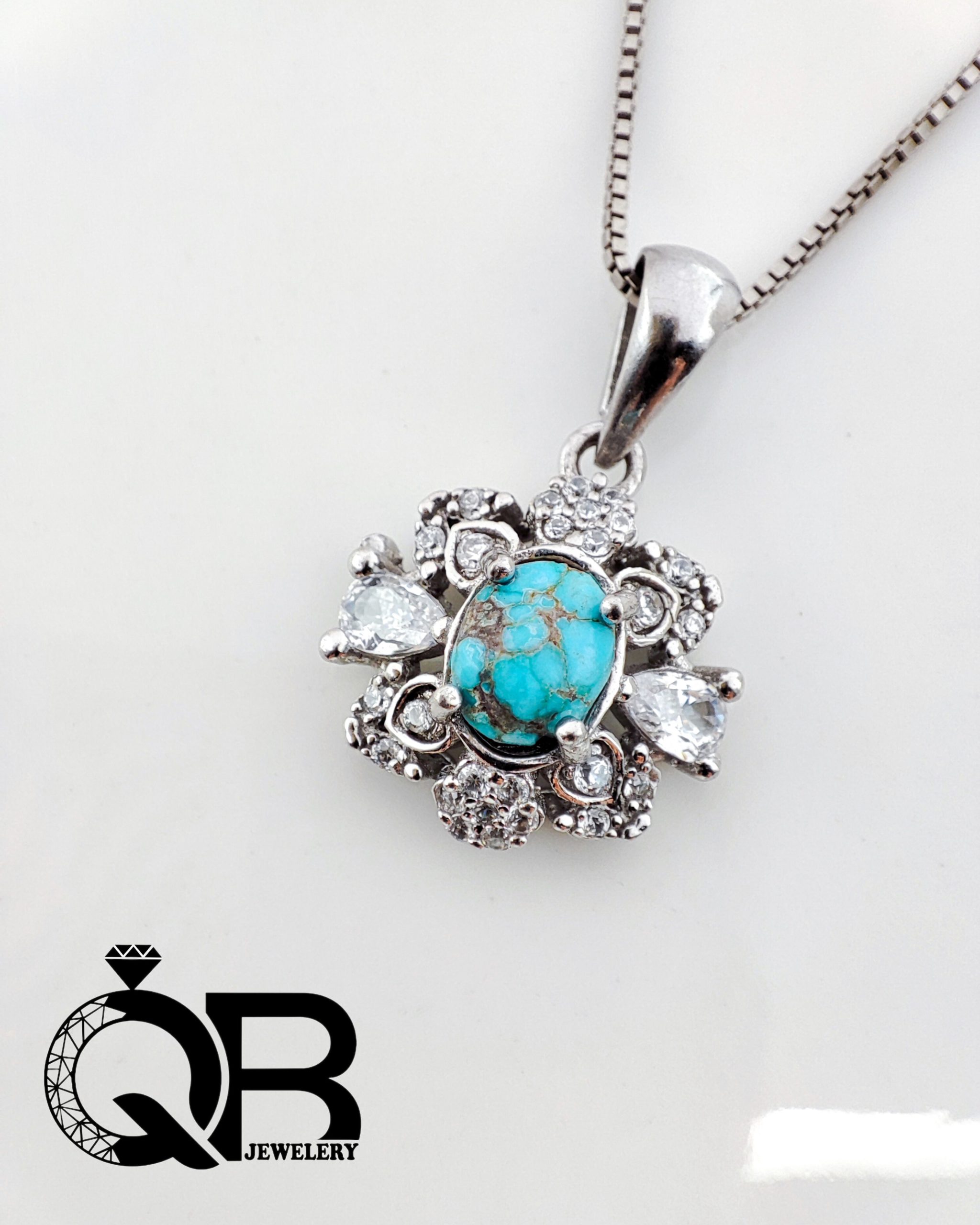 womens-silver-necklace-bangle-3 گردنبند نقره زنانه بانگین فیروزه مدل دو نگین ریز