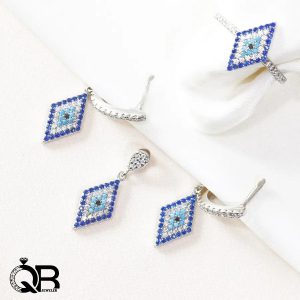 نیم ست طرح لوزی چشم نظر فیروزه ای