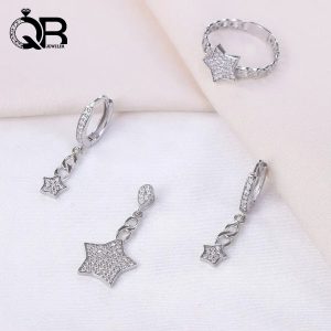 نیم ست نقره طرح ستاره ظریف