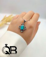 گردنبند نقره فیروزه مدل چهار برگ - تصویر 2