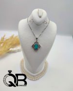 گردنبند نقره فیروزه مدل چهار برگ - تصویر 3