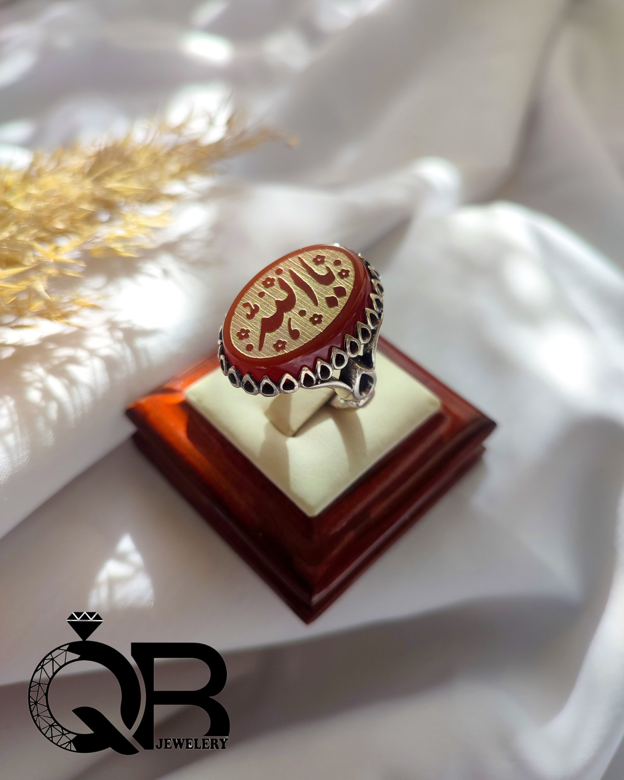 aghigh-red-mens-ring انگشتر نقره مردانه نگین عقیق قرمز خطی